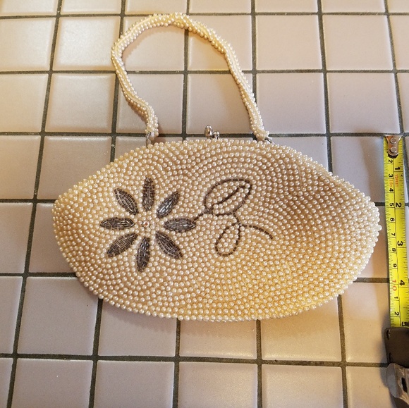 Vintage seed pearl wristlet style purse. - Picture 2 of 5